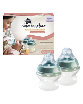 Tommee Tippee Closer to Nature Silicone Baby Bottle - 5oz, Pack of 2